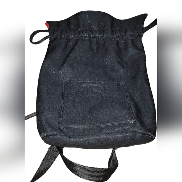 VTG Yves Saint Laurent YSL Reversible Nylon Drawstring Backpack w/COA - Picture 4 of 11